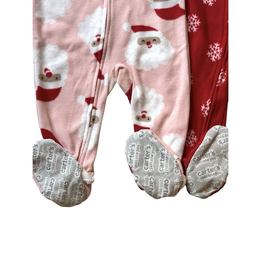 CARTERS Just One‎ You Size 2T Toddler 2 Pcs Set Santa Red Fleece Footed Pajamas